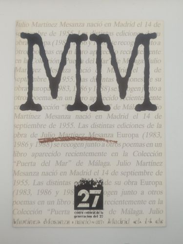 Portada del libro de Cuaderno dedicado a Julio Martínez Mesanza