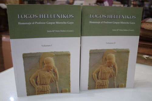 Portada del libro de Logos Hellenikós: Homenaje al Profesor Gaspar Morocho Gayo (2 tomos)