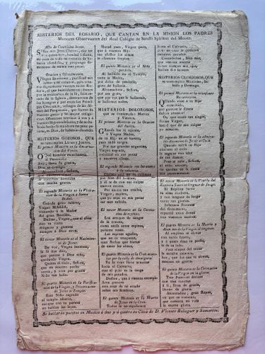 Portada del libro de Misterios del Rosario, que cantan en la misión los padres menores observantes del Real Colegio de Sancti...