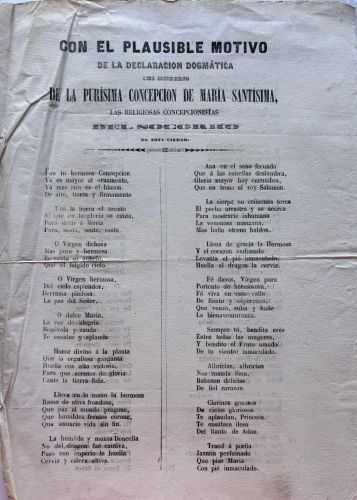 Portada del libro de Con el plausible motivo de la declaración dogmática del Misterio de la Purísima Concepción de María...