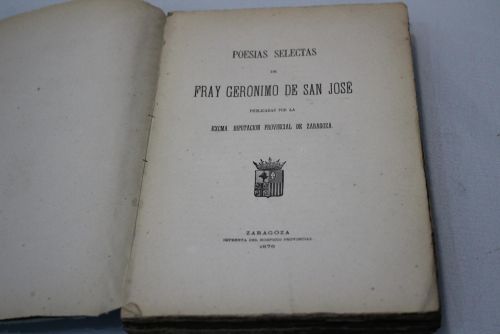 Portada del libro de 1876.- Poesías selectas de Fray Gerónimo de San José.
