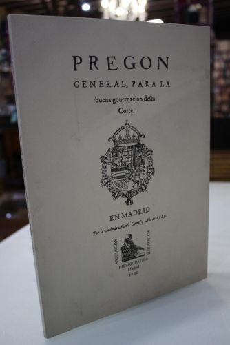 Portada del libro de Pregón general, para la buena gouernación desta Corte. (gobernación de esta Corte).