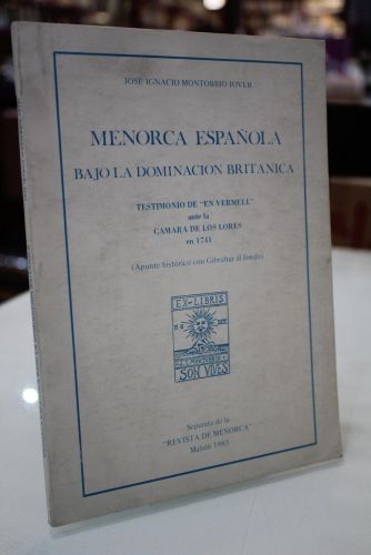 Portada del libro de Menorca española bajo la dominación británica. Testimonio de 