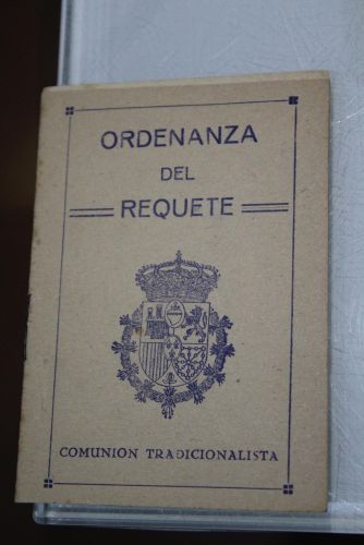 Portada del libro de Ordenanza del Requeté.- Comunión tradicionalista.