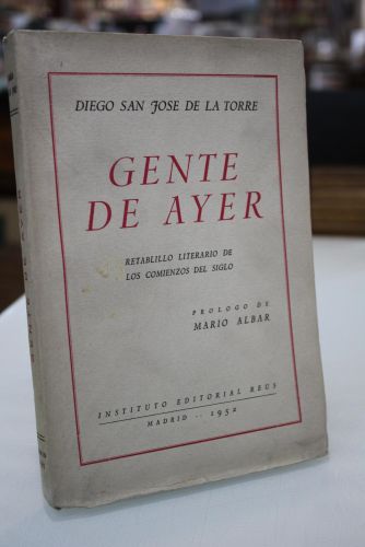 Portada del libro de Gente de Ayer. Retablillo literario de los comienzos de siglo.