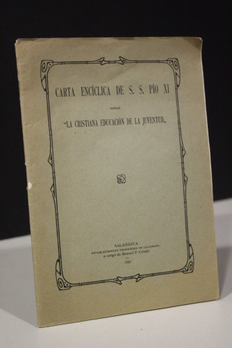 Portada del libro de Carta encíclica de S.S. Pío XI sobre 