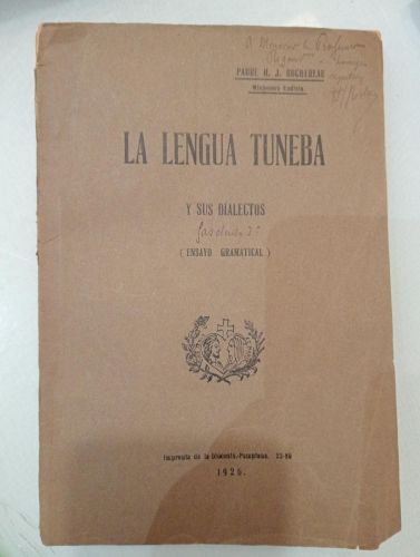 Portada del libro de La lengua tuneba y sus dialectos. (Ensayo gramatical).