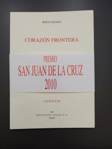 Portada del libro de Corazón frontera. Adonáis 620