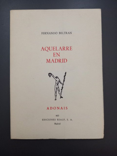 Portada del libro de Aquelarre en Madrid. Adonáis 403