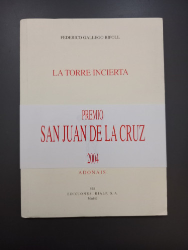 Portada del libro de La torre incierta. Adonáis 575