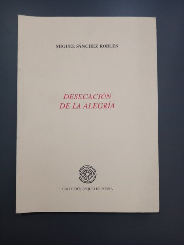 Portada del libro de Desecación de la alegría