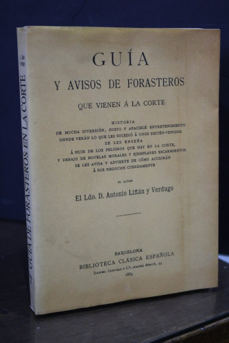 Portada del libro de Guía y avisos de forasteros que vienen a la corte.- Liñán y Verdugo, Antonio.- Facsímil.